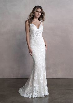 Allure Bridals 9808 Wedding Dress Sheath Lace Wedding Dress, Wedding Dress For Sale, Allure Bridal Wedding Dress, Wedding Dresses Kleinfeld, Allure Wedding Dresses, Bride Elegant, Sheath Wedding Dress Lace, Sheath Wedding Gown, Gown Bridesmaid