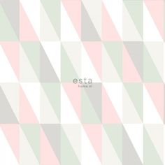 an abstract geometric pattern with the word esta in white, pink and green colors