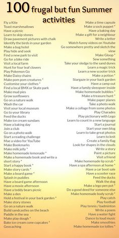 a poster with the words frugal but fun summer activities written in english and spanish