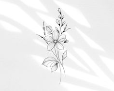 a black and white drawing of some flowers