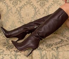 Handmade Leather Boots, High Heeled Boots, Heels High, Aesthetic Shoes, Brown Aesthetic, Dream Shoes, Heel Boots, High Heel Boots