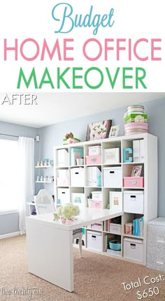 a home office makeover with lots of storage