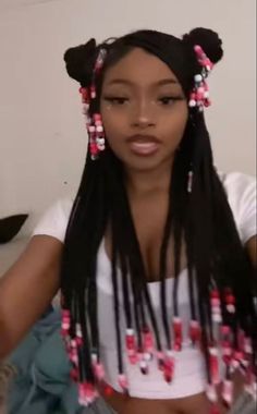 Quick Braided Hairstyles, Protective Hairstyles Braids, Box Braids Styling, Braids With Beads, Girls Hairstyles Braids