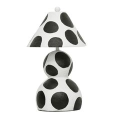 a black and white polka dot table lamp