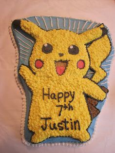 a birthday cake made to look like a pikachu