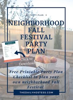 the neighborhood fall festival party plan includes free printables to plan your own neighborhood fall festival