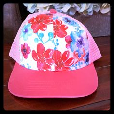 Sweetest Trucker Hat Around! Pink, Blue And White Nwot Summer Pink Trucker Hat With Curved Brim, Pink Trucker Hat For Spring Beach Outings, Adjustable Pink Summer Trucker Hat, Pink Adjustable Summer Trucker Hat, Pink Spring Beach Trucker Hat, Spring Beach Pink Trucker Hat, Fun Pink Hat, One Size Fits Most, Fun Pink Hat (one Size Fits Most), Fun Pink Hat One Size Fits Most