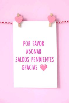 a card that says por favor abonar saldos pendentientes gracias