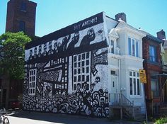 a large mural on the side of a building