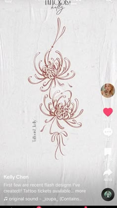 the back side of a cell phone with an image of a flower and hearts on it