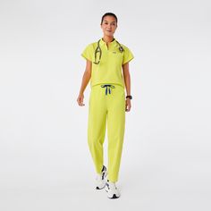 Official FIGS® Scrubs. Ridiculously Soft Scrubs Designed Just For You. Get Free Shipping On Orders $50+! | FIGS Womens Serving Lime High Waisted Sheridan - Tall Relaxed Barrel Scrub Pant Figs Scrubs, Scrub Pants, Fig, Scrubs, Barrel, High Waisted, Free Shipping, Pants, Trousers