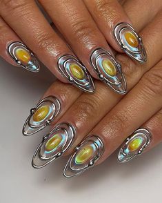 Padena | 🛸 . . . . #nails #nailart #nailsart #nailsofinstagram #nails💅 #nailsaddict #artwork #chrome #chromenails #gelly #gellynails #ناخن… | Instagram Beauty And The Beast Nails, Witchy Nails, Space Nails, Nails Yellow, Really Cute Nails, Nail Swag, Minimalist Nails, Manicure Set, Dream Nails