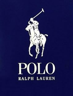 the polo logo is shown on a blue book with an image of a man riding a horse and holding a golf club