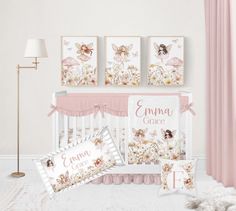 Made just for your baby girl, you're going to fall in LOVE with this personalized wildflower fairy nursery bedding set! Perfect for any baby girl crib bedding, personalize this fairy crib bedding set with your baby girl name and monogram initials on these personalized fairy floral crib bedding pieces for a gorgeous addition to your fairy nursery, wildflower nursery, or baby girl nursery! ♥ CRIB BEDDING SET OPTIONS ~ 2 Piece Set: Fairy crib sheet of your choice Personalized baby girl blanket ~ 3 Piece Set: Fairy crib sheet of your choice Personalized baby girl blanket Personalized fairy nursery pillow ~4 Piece Set: 2 fairy crib sheets (both crib sheet #1 AND crib sheet #2 - 1 of each) Personalized baby girl blanket Personalized fairy nursery pillow ♥ ADD ONS ~ Matching Changing Pad Cover: Y Baby Girl Crib Sheets, Girl Nursery Crib, Baby Girl Crib Bedding Sets, Be A Wildflower, Matching Wall Art, Wildflower Nursery, Floral Crib Bedding, Crib Sheets Girl, Field Of Roses