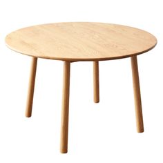 a round wooden table with two legs