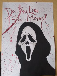 a paper cut out of a screamy person with the words do you like scary movies?