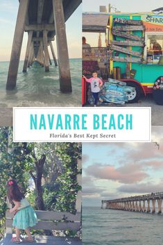 a collage of photos with the words, navarre beach florida's best kept secret