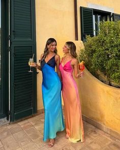 Mirabella Pink Satin Sorbet Maxi Dress – 12th Tribe Md Dresses, Prom Dress Inspo, Ombre Print, Gradient Print, Shotting Photo, V Neck Midi Dress, Grad Dresses, Dream Lifestyle, Hoco Dresses