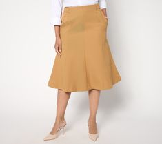 Make this timeless twill skirt your go-to pick when you're in need of a look that's polished, pretty, and refined. Complete the outfit with a button-front blouse, cardigan, and pumps, then head to the office or the social gathering in style. From Isaac Mizrahi Live!TM. Below The Knee Skirt, Twill Skirt, Knee Skirt, Social Gathering, Isaac Mizrahi, The Knee, Dress Skirt, The Social, Fashion Dresses