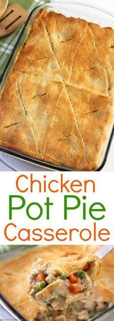 chicken pot pie casserole is an easy dinner recipe that's ready in under 30 minutes