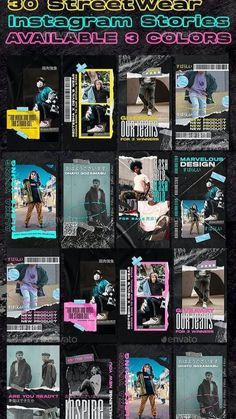 the back cover of an album with multiple images and text on it, all in different colors