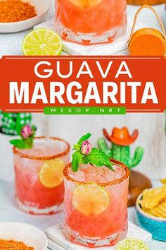 Prepare a pitcher of this game day cocktail recipe! Sweet and spicy with the distinctive touch of tequila, this easy guava margarita is refreshing and delicious. Impress everyone with this Super Bowl party drink idea! Guava Margarita Recipe, Guava Margarita, Guava Nectar, Tropical Drink Recipes, Yummy Summer Cocktails, Coconut Margarita, Classic Margarita, Margarita Cocktail