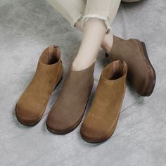 Comfortable, One of Kind. Boots online shop,|Cowhide/Calf|Rubber|Flat|Round Toe|Zipper|Female|Pigskin|2cm|Camel|Khaki|Dark Coffee|35|36|37|38|39|40|Spring/Fall Popular Boots, Comfy Flats, Short Leather Boots, Leather Short, Rubber Boot, Brown Heels, Fitness Watch, Wholesale Bags, Tool Bag