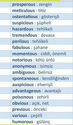 a table that has different types of words and numbers on it, including the word list