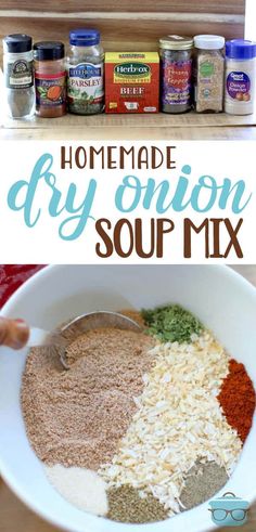 homemade dry onion soup mix in a white bowl