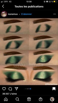 Emerald Smokey Eye Makeup, Green Witch Eyeshadow, Black And Green Smokey Eye, Poison Ivy Inspired Makeup, Black And Green Eyeshadow Looks, Wicked Inspired Makeup Looks, Green And Gold Makeup Ideas, Green Emerald Makeup Looks, Green Contour Witch Makeup