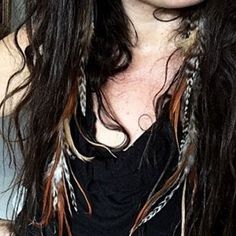 Extra Long Feather Earrings - Long Brown Feather Earrings - Striped Feather Earrings - Feather Black And Silver Hair, Chelsea Houska Hair, Hair Feathers, Dyed Hair Men, Beaded Feather, Peacock Feather Earrings, Feather Hair Extensions, Hair Extension Clips, Braided Bangs