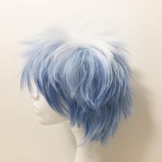 High-temperature fiber, blue white ombre short layer hair cosplay and party wigs with the adjustable cap inside. Stylish, very high quality look so natural and comfortable. You can cut your own bangs style. -Material: 100% High temperature fiber -The Size of wig Cap is Adjustable -Each Package includes 1 wig & 1 hair cap (gift) -Look & feel like real silky hair SHIPPING -it takes about 7-14 Daysto US ,10-15 days to all over the world. -handling time: 1-5 working days -large quantities ta Male Wigs Real, Faux Male Wig, Mythical Wigs For Men, Pastel Hair Colors Short, White To Blue Ombre Hair, Silver And Blue Hair Short, White And Purple Hair Short, Light Jellyfish Haircut, White Hair Nonbinary