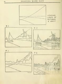 an old book with drawings on it and some other things in the pages, including boats