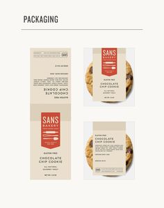 three different business cards with cookies on them