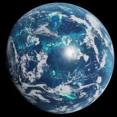 ArtStation - Oceanic Planet 05 Exoplanets Astronomy, Spelljammer Maps, Planets Aesthetic, Planet Texture, Ocean Planet, Water Planet, Sience Fiction, Ice Planet, Planet Art