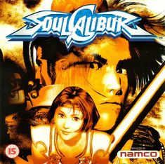 an old video game with the cover art for soul calibr, featuring two women and one man