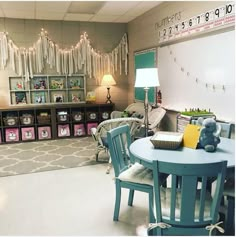 a child's playroom with toys and stuffed animals