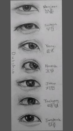 the different types of eyes are shown in this drawing