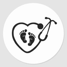 a heart with a stethoscope attached to it and a foot print on the side