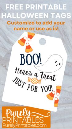 printable halloween tags with the text boo here's a treat just for you