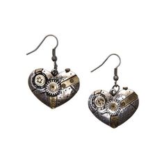 Perfect for adding that extra dark tinge to your wardrobe, You'll get only the highest quality and the most unique designs In this collection. Whether it's goth or steampunk, you'll find the right adornment here. Size: One Size.  Color: Gear Machine Heart.  Gender: female.  Age Group: adult. Steampunk Shop, Gear Earrings, Steampunk Dress, Steampunk Earrings, Lace Bracelet, Gothic Earrings, Steampunk Jewelry, Cross Jewelry, Steam Punk