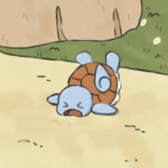 a cartoon character is laying on the ground with his head down and eyes wide open