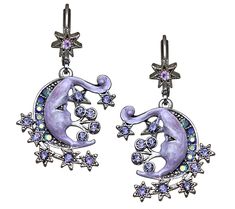 Kirks Folly Stormy Moon Lever Back Earrings - QVC.com Whimsigoth Makeup Looks, Trendy Crescent Earrings For Pierced Ears, Whimsical Earrings For Festivals, Vintage Moon Shaped Earrings, Single Moon-shaped Earring For Parties, Single Moon Shaped Earring For Party, Party Moon Shaped Single Earring, Moon-shaped Pierced Earrings For Party, Moon Shaped Earrings For Party