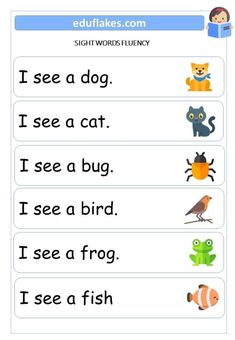 an english worksheet with pictures of animals and birds on it, including the words i