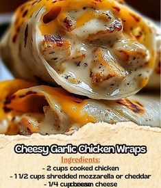 grilled chicken wraps with melted cheese on them