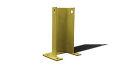 a yellow metal post on a white background