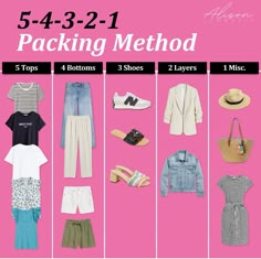 Cute Travel Outfits, Capsule Wardrobe Women, Packing Clothes, Travel Capsule Wardrobe, Travel Capsule, Cruise Outfits, Packing List For Travel, Fashion Capsule, Travel Wardrobe