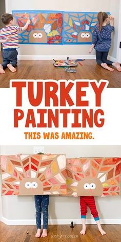 two children holding up paintings with the words turkey painting on them and an advertisement for this was amazing