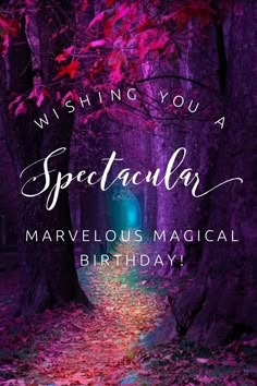 a purple tunnel with the words wishing you a spectacular marvelous magical birthday written on it