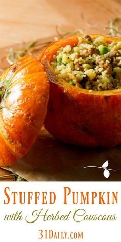 stuffed pumpkins with herb seasoning in them